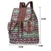 Skolväskor Vintage Print Ethnic Ryggsäck DrawString Böhmen Travels Ruckssack för kvinnliga flickor Canvas Ryggsäckar