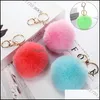 Arts et artisanat Belles porte-clés Femmes Pom Poms Faux Rex Fourrure de lapin 8cm Boule Porte-clés Sac Fille Accrocher Bague de voiture Pendentif Drop Livrer Dhvho