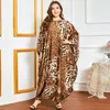 Ethnic Clothing Oversized Muslim Dress Batwing Sleeve Summer Women Dresses Leopard Maxi Long Robe Femme Musulmane Loose Abaya