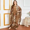 Ropa étnica, vestido musulmán de gran tamaño, manga de murciélago, vestidos de verano para mujer, Maxi vestido largo de leopardo para mujer, Abaya holgada musulmana