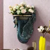 Vases Europe Wall Vase Home Decorative Artificial Flower Pot Ornament Resin Murals Crafts Livingroom Background Hanging Decor Art