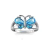 Med sidogonter 10 stycken 1 Lot LuckyShine Blue Red Topaz 925 Sterling Sier Butterfly Rings Set Women Cubic Zirconia Holiday Gift DHSDM