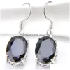 Dangle Chandelier Luckyshine Vintage Styler Oval Chamal Obsidian Gems 925 Sterling Sier Plated Women Zircon Earrings Russia Ame Dhcji