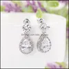 Earrings Necklace Teardrop Cubic Zirconia Pendant High Quality Brand Water Drop Wedding Jewelry Cz Stone Dangle Ear Delivery Sets Otxoh