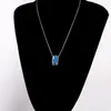 Collane con ciondolo KONGMOON Modello a foglia d'albero Ocean Blue Fire Opal CZ Gioielli placcati in argento per collana da donna