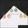 Dangle Chandelier Designer Geometric Druzy Resin Stone Earrings For Women Girl Fashion Colorf Round Shell Paper Gold Plated Hook E Otb4Z