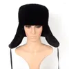 Beralar Erkekler Şapka Gündelik Sonbahar ve Kış Siyah Mink Erkek Rusça 2023 Moda Kürk Şapkaları Kadınlar