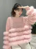 Fourrure de femme 2023 Femmes Mode Automne Printemps Surdimensionné Pull Lâche Pull Style Coréen Sweety Luxe Véritable Chandails Tricotés