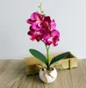 Dekorativa blommor Fyra gaffelgrenfjäril orkidéväxten bonsai når beröring konstgjord med potten liten söt bonsais heminredning tillbehör