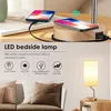 Table Lamps 1 Pcs Lamp Touch Control Bedside Smart Wireless Charger USB Port 3-Way Dimmable Wooden US Plug