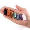 Stone Mini Natural Crystal Hexagon Shape Crafts Fashion Chakra Square Aventurine Amethyst Rose Quartz Stones Charm For Jewelry Makin Dhjul