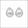 Stud 925 Sier Pin Cubic Zirconia Waterdrop Orecchini Per Le Donne Ragazze Da Sposa Fashion Party Wedding Designer Gioielli Drop Delivery Dht2Z