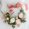 Bruiloft bloemen sesthfar stoffige roze roze bruids bouquet lus hand met bloem rond goud metaal ins romantische pography accessoires