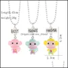 Pendant Necklaces Child Cute Friends Necklace Monkey Donuts Princess Dog Food Ice Cream Resin Bead Chain For Children Friendship Dro Otsyn