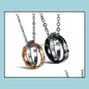 Подвесные ожерелья Вечное хрустальное круглое кольцо ожерелье из нержавеющей стали для женщин для женщин, свадебные романтический день святого Валентина, любовь Dhr5o