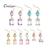 Dangle Lustre Haute Qualité Carré K9 Cristal Boucles D'oreilles Pour Les Femmes Colorf Strass Or Cuivre Métal Crochet Boucle D'oreille De Mode Bijou Otyo2