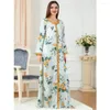 Ethnic Clothing Women Large Plus Size Midi Dresses 2023 Autumn Chic Elegant Long Sleeve Floral Evening Party Islamic Vestidos Robe