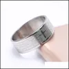 Band Rings 316L Stainless Steel Mens Cross Blue Black Sier Religious Scripture Lettering Titanium Pinky Ring For Women Couple Drop D Otfew