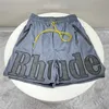 Mesh Rhude Shorts Men Women Leather Embroidery Multiple Pockets Breeches 3sky BO02