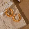 Hoop Ohrringe BOAKO 25mm Metall Twist Kleine Gold Farbe Schmuck Edelstahl Mode Chic Trendy Täglichen Zubehör Frauen 2023