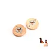 Openers Wooden Round Shape Stainless Steel Bottle Opener Coaster Fridge Magnet Decoration Beer Factory Wholesale Drop Delivery Home Dhejq