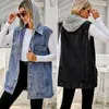 Gilets pour femmes Femmes Hiver Printemps Automne Bouton Poche Vintage Denim Jeans Gilet Manteau Amovible Capuchon Lâche Casual Femme Veste De Mode