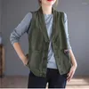 Kvinnors västar Korea ärmlösa kvinnor Cardigan Vest Waistcoat Street Fashion Lady Girls Cotton 2023 Autumn Spring Vintage Ytterkläder Kvinna