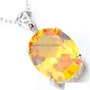 Pendant Necklaces Luckyshine Fire Oval Royal Style Yellow Citrine Gems 925 Sterling Sier Necklace Women Zircon Wedding Jewelry Drop Dhlhu