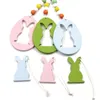 P￥sktr￤ h￤ngande h￤nge DIY Solid Color Egg Bunny Shaped Hanging Ornament Happy Easter Home Decoration FY5655 BB0119