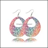 Charme arc-en-ciel Gliter boucles d'oreilles en cuir Colorf en forme de larme oreille goujon double face boucle d'oreille à paillettes pour les femmes bijoux livraison directe Otcfi