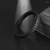 Bangle Simple Classic Black Braided Leather Bracelet для мужчин повседневное отдых ежедневно