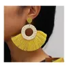 Dangle Chandelier Circle Fan Shaped St Tassel Earrings For Women Weave Rattan Braid Earings Bohemian Jewelry Drop Delivery Otwv1