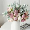 Dekorative Blumen Praktischer Braut-Eukalyptus-Blumenstrauß Künstliche Blume Rose Weiß Lila Exquisit