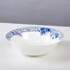 Bowls 9 polegadas tigela de cerâmica casa grande chapéu sopa jingdezhen azul e branco porcelana de porcelana El Ramen Fruit recipiente presente