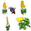 Outros p￡ssaros suprimentos de p￡ssaros Banana String String Pet Wooden Parrot Grey Aws gaiola brinqued