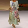 Casual Dresses Long Printed Maxi Dress 2023 Women's Autumn Sundress Bohemian Female Robe Sleeve Vestidos Loose Dress#F3