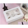 Cupcake Bread Box Kraft Paper Bakery Cake Conting with Insert Window Window Storage Joxes Party Gift Case Drop