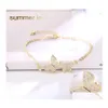 Charm Bracelets Jewelry Love Gift Cubic Zirconia Cz Butterfly Pulsera ajustable para mujer Gold Sier Fashion Party Wedding Bridal D Ottsi