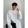 Men's T Shirts YASUGUOJI Spring 2023 Ice Silk Seamless Long Sleeve T-shirt Men Fashion Pleated Solid Color TShirt Casual Pullovers Tops