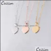 Pendentif Colliers Mode Blank Love Heart Collier en acier inoxydable Hearts Charm Gold Sier Bijoux pour l'acheteur propre gravure Drop Deli Othyn