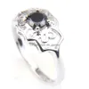 Solitaire ring mode utsökta svart onyx ädelstenar blommor form sier crystal zircon bröllopsengagemeta smycken för kvinnor 10 st dropp d dhtfd