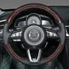 Mazda 6 Atenza 2017-2019 Mazda 3 Axela 2017-2019 Hand-Stitched Carbon Fiber Non-Slip Red Leath Car Steering Heellカバー