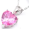 Подвесные ожерелья Luckyshine Fashion Женские ювелирные изделия Love Heart Pink Crystal циркон колье 925 Sier Latched Delive Pendants Dhysr