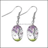 Charm Fashion Dry Flower Dangle Earring Torkade blommor Örhängen Glass Oval Ball Tree of Life Drop Earing Creative Jewelry Gift Deliver Otuzs