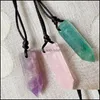 Konst och hantverk Big Pendum Natural Stone Crystal Quartz Necklace Amet Hexagonal Point Amethysts Fluorite Lapis Agat Pendant Drop Del Dhy2q