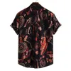 Camisas casuais masculinas camisa vintage homens de manga curta Tops de verão botão de roupas de roupas para cardigãs Bloups Hawaii