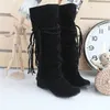 Boots Women Pink Fashion Shoes Plus Size Winter Fringe High Female Suede Ladies