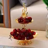 Plates Creative Fruit Dessert Plate Serving Tray Golden Double Layer Sweets