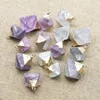 Pendant Necklaces Natural Stone Fluorite Pendants Cone Octahedron Quartz Crystal Mineral DIY Gemstone Necklace Home Decoration Gift