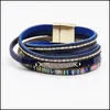 Цепочка звена Boho mtilayer wrap манжета кожа браслет браслет цветовые браслеты Вдохновляющий персонализированный подарок для женщин Teen Otxa9